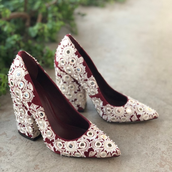 Shoes - Tory Burch Francesca Embroidered Pumps Heels
